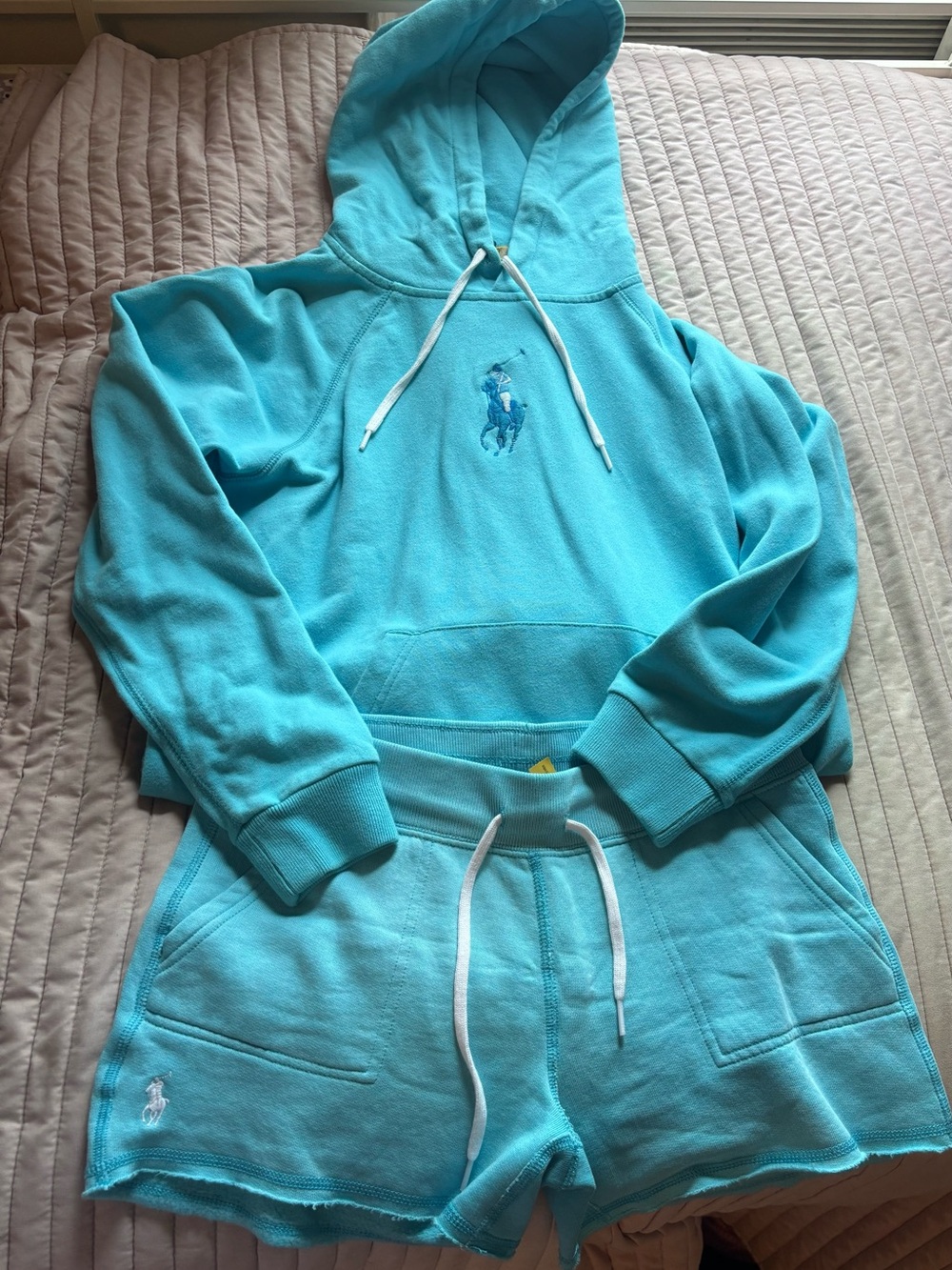 Ralph Lauren Turquoise Hoodie & Shorts Pajama Set